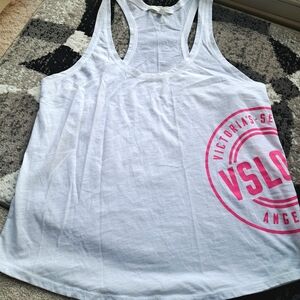 Victoria's Secret White and Pink Women's Tank Top Size L